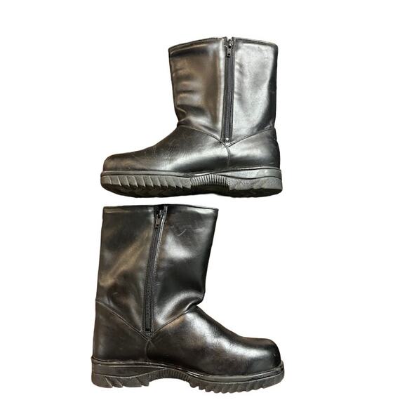 Vintage VTG Canadian black leather boots sz 8 women's zip wide calves winter - Picture 6 of 8